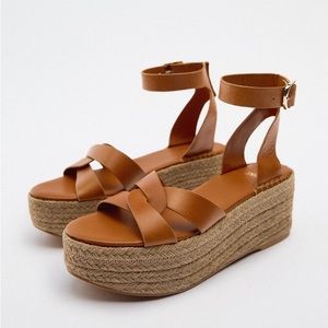 ZARA Leather Wedge Sandals